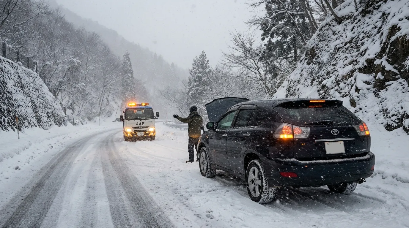 バッテリー上がりでJAFを呼んでいるハリアーオーナー