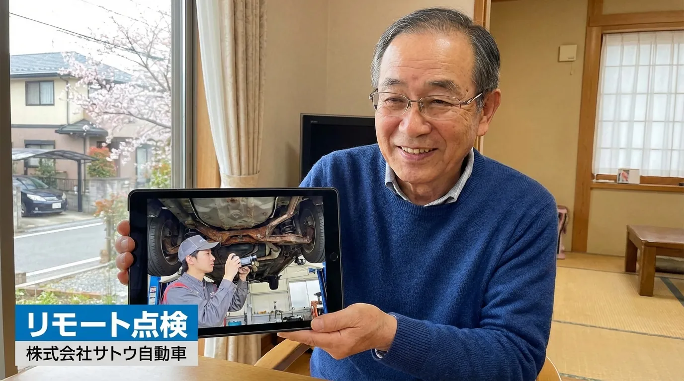 スマホでLINEビデオ通話をしている様子