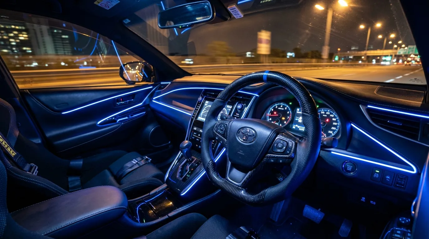 カスタムされたハリアーの運転席