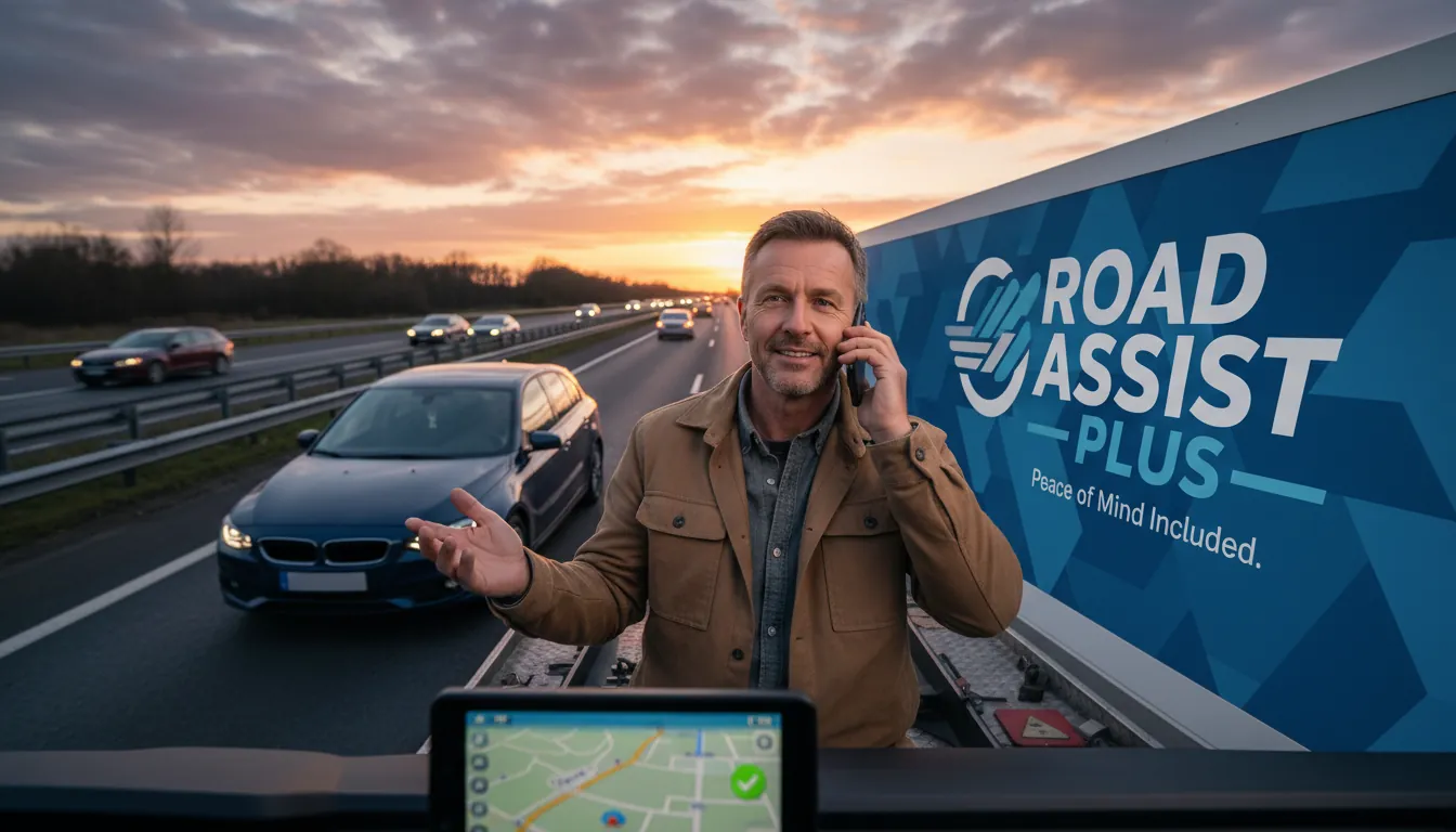 レッカー車が故障車を搬送している様子