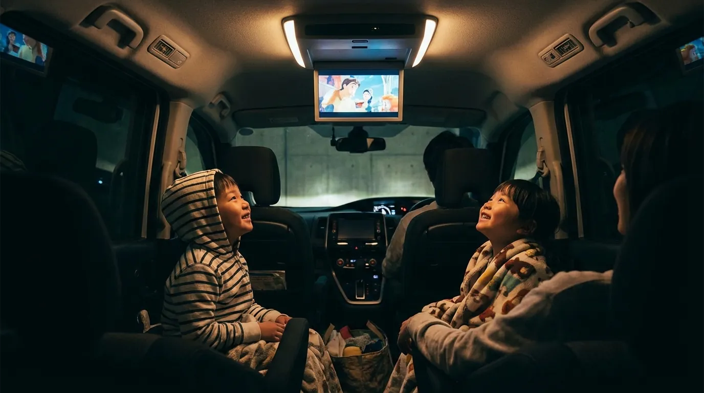 セレナの後席が映画館に！フリップダウンモニター後付けのメリットと「純正vs社外」の最終結論