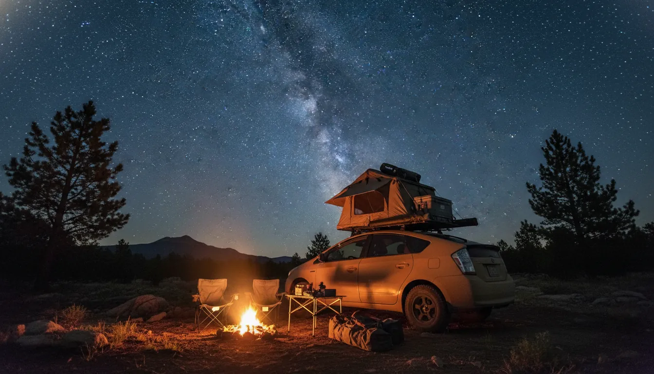 Black Editionのプリウス。黒いホイール、精悍なエクステリア。夜の街に佇むクールなイメージ。