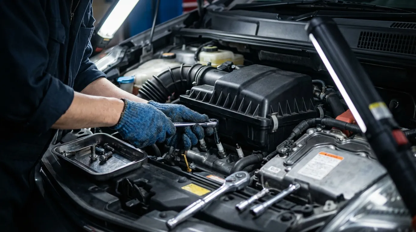 エコドライブをしているドライバー目線のイメージ。メーターパネルに好燃費が表示されている。