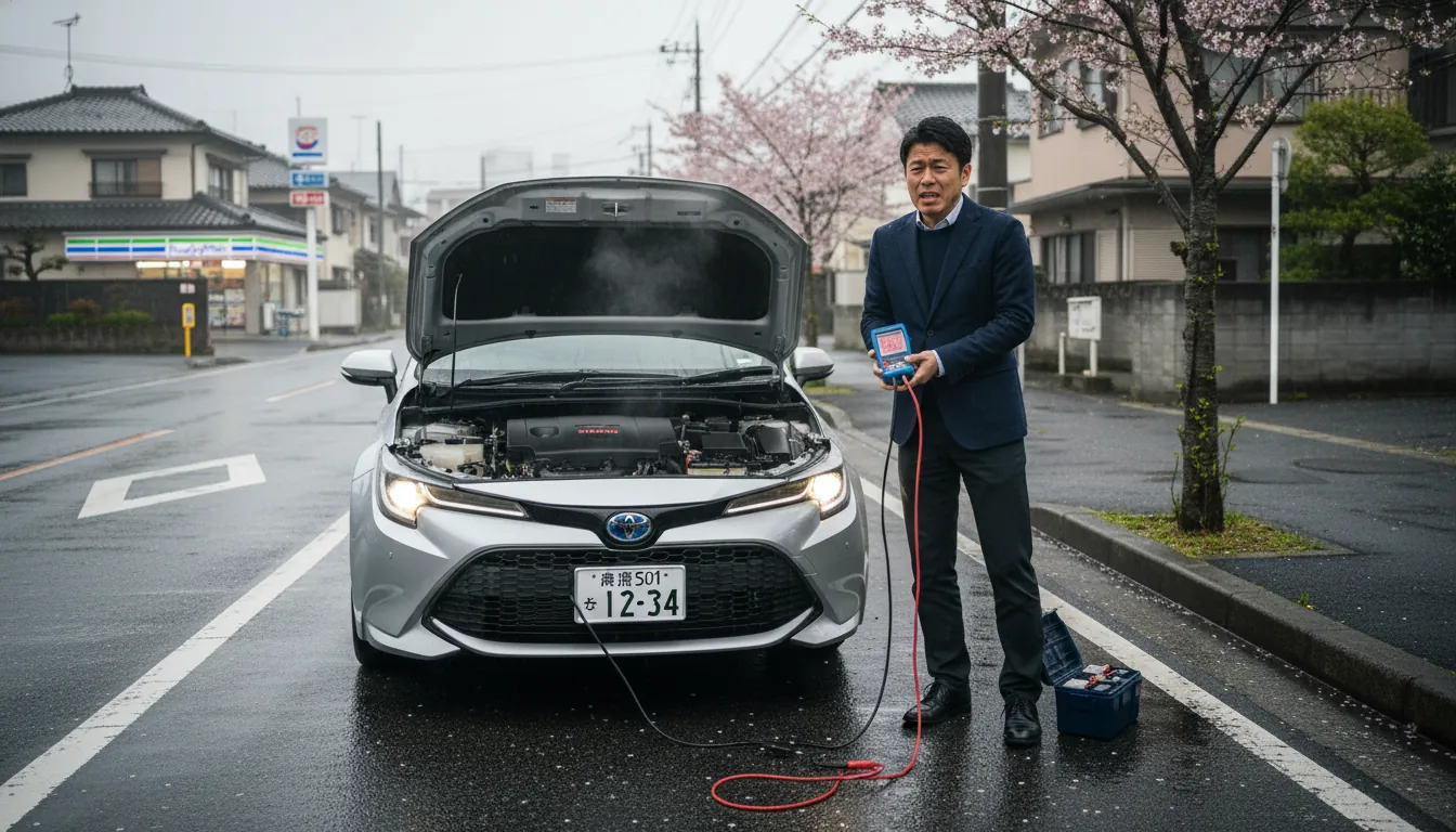整備士が真剣な眼差しで点検している様子。信頼感。