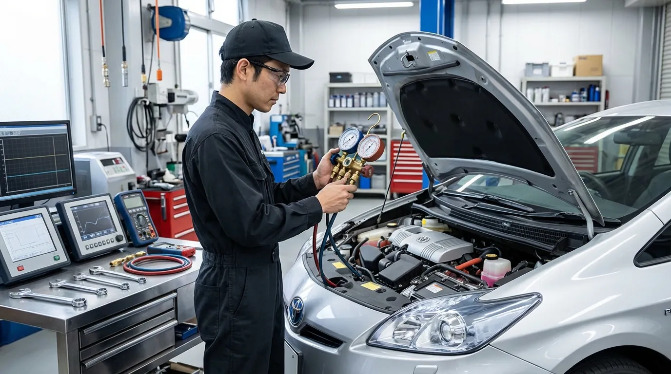 エアコンガスチャージの様子