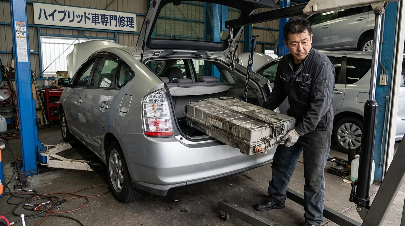 ハイブリッドバッテリー交換の覚悟のイメージ。具体的で