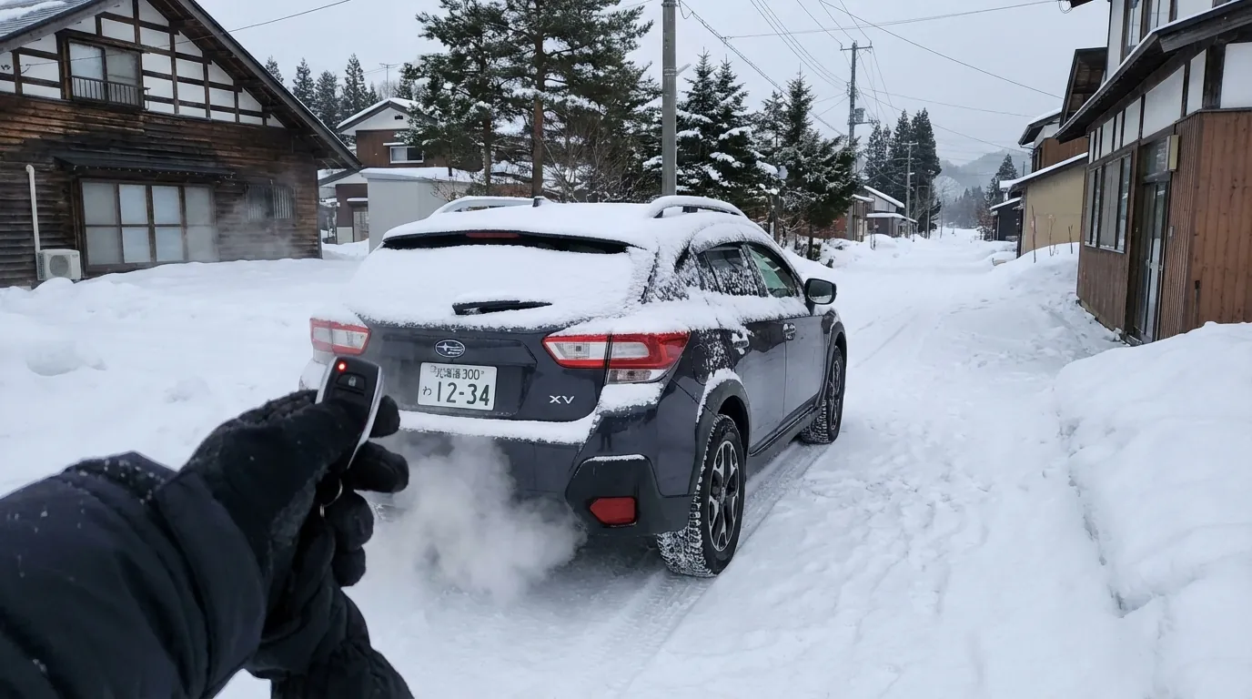 北海道の雪景色の住宅街